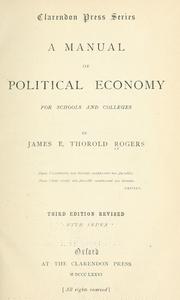 Cover of: A manual of political economy for schools and colleges