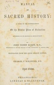 Cover of: Manual of sacred history: a guide to the understanding of the divine plan of salvation according to its historical development