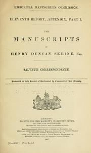 Cover of: The manuscripts of Henry Duncan Skrine, esq