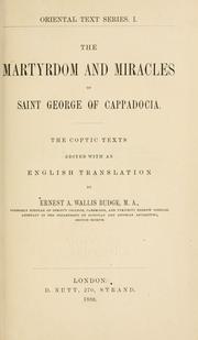 Cover of: The martyrdom and miracles of Saint George of Cappadocia