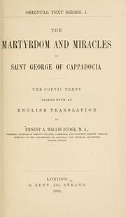 Cover of: The martyrdom and miracles of Saint George of Cappadocia.