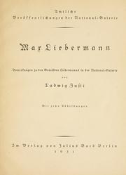 Cover of: Max Liebermann: Bemerkungen zu den Gemälden Liebermanns in der National-Galerie