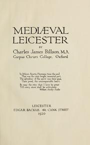 Cover of: Mediaeval Leicester