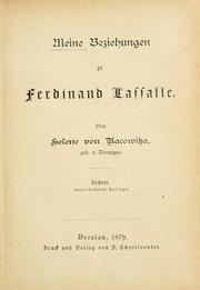 Meine Beziehungen zu Ferdinand Lassalle by Helene von Racowitza