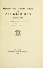 Cover of: Memoirs and artistic studies of Adelaide Ristori