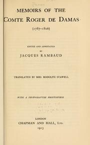Cover of: Memoirs of the Comte Roger de Damas (1787-1806)