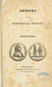 Cover of: Memoirs of the Historical society of Pennsylvania.