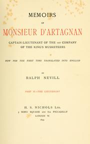 Cover of: Memoirs of Monsieur d'Artagnan: Captain Lieutenant of the 1st Company of the King's Musketeers