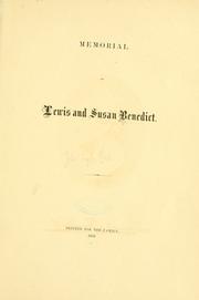 Cover of: Memorial of Lewis and Susan Benedict. by John Taylor Hall
