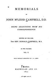 Cover of: Memorials of John McLeod Campbell: being selections from his correspondence.