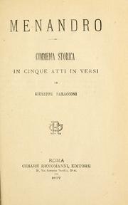 Cover of: Menandro: commedia storica in cinque atti in versi.
