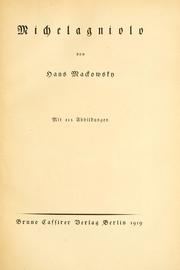 Cover of: Michelagniolo by Mackowsky, Hans.