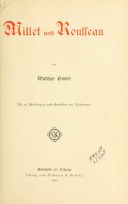 Cover of: Millet und Rousseau.