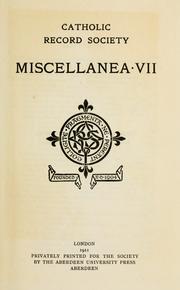 Cover of: Miscellanea by Catholic Record Society (Great Britain), Catholic Record Society (Great Britain)