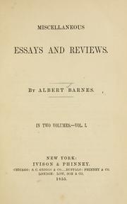 Cover of: Miscellaneous essays and reviews. by Albert Barnes