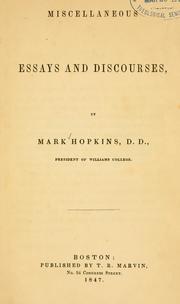 Cover of: Miscellaneous essays and discourses.