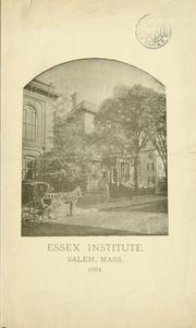 Cover of: [Miscellaneous printed matter]. by Essex Institute.