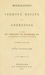 Cover of: Miscellaneous sermons, essays, and addresses by Cortlandt Van Rensselaer
