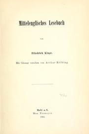 Cover of: Mittelenglisches Lesebuch, mit Glossar versehen von Arthur Kölbing.