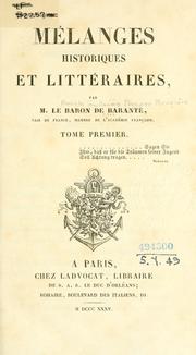 Cover of: Mélanges historiques et littéraires.