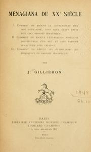 Cover of: Ménagiana du 20e siecle. by Jules Gilliéron