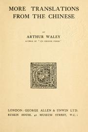 Cover of: More translations from the Chinese by Arthur Waley