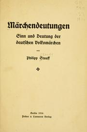 Cover of: Märchendeutungen by Ph Stauff