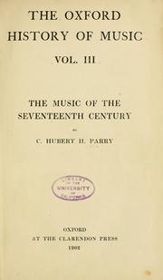 Cover of: The music of the seventeenth century