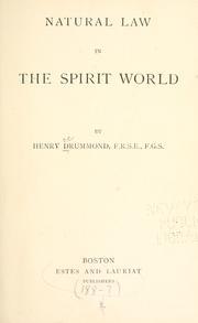 Cover of: Natural law in the spirit world.