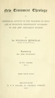 Cover of: New Testament theology by Willibald Beyschlag