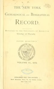 Cover of: The New York genealogical and biographical record.