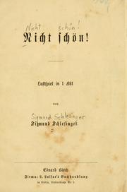 Cover of: Nicht schön!: Lustspiel in 1 Akt