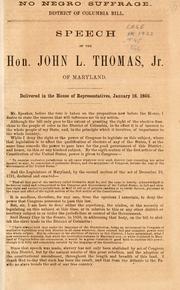 Cover of: No negro suffrage -- District of Columbia bill by John Lewis Thomas