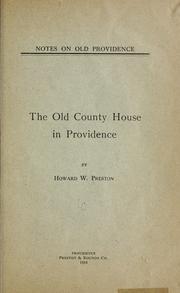 Cover of: Notes on old Providence.: The old County house in Providence