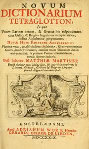 Cover of: Novum dictionarium tetraglotton by Matthias Martinez