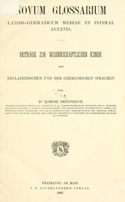 Cover of: Novum glossarium latino-germanicum mediae et infimae aetatis by Lorenz Diefenbach, Lorenz Diefenbach