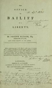 Cover of: The office of bailiff of a liberty.