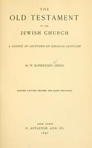 Cover of: The Old Testament in the Jewish church by W. Robertson Smith