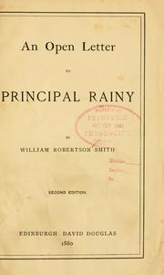 Cover of: An open letter to Principal Rainy. by W. Robertson Smith