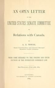An open letter to the United States Senate Committee on relations with Canada by A. N. Towne
