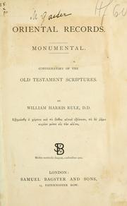 Cover of: Oriental records: Monumental by Rule, William Harris