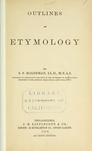Cover of: Outlines of etymology.