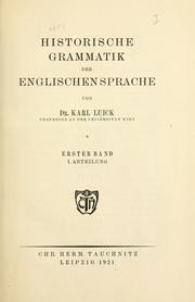 Cover of: Historische Grammatik der englischen Sprache. by Karl Luick