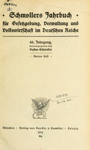 Cover of: Schmollers Jahrbuch für Gesetzgebung, Verwaltung und Volkswirtschaft. by Elisabeth Gnauck-Kühne