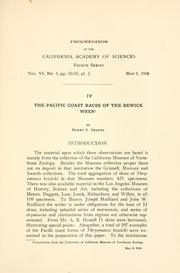 Cover of: The Pacific coast races of the Bewick wren