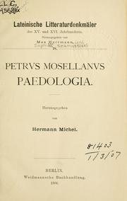 Cover of: Paedologia.: Hrsg. von Hermann Michel.
