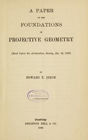 Cover of: A paper on the foundations of projective geometry
