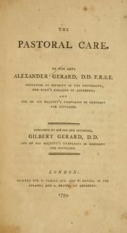 Cover of: The pastoral care by Alexander Gerard