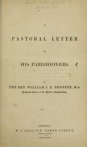 Cover of: A pastoral letter to his parishoners