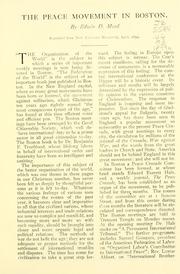 Cover of: The peace movement in Boston by Edwin D. Mead
